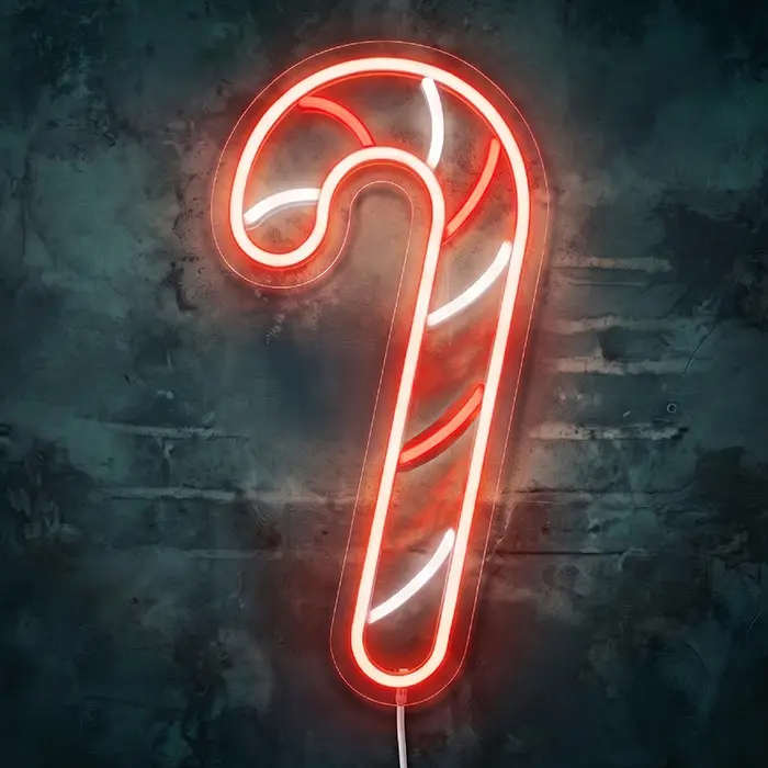 Zuckerstange Neon LED Schild – Dimmbar, USB oder 12V | Weihnachtsdeko