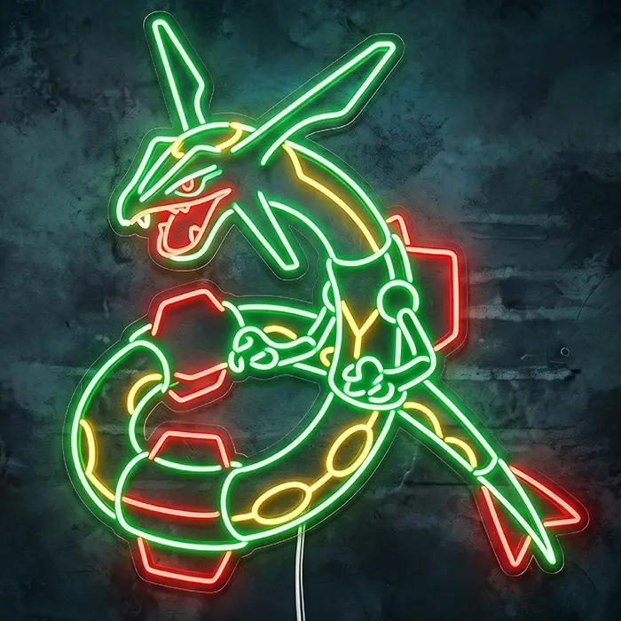 Pokémon Rayquaza XXL Set Neon LED Schild – 2 Designs, dimmbar | Pokémon Gaming Deko