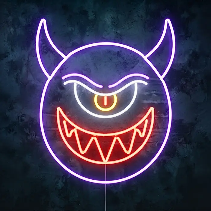 Höllen Zyklop Neon LED Schild – Dimmbar mit Fernbedienung | Halloween Deko