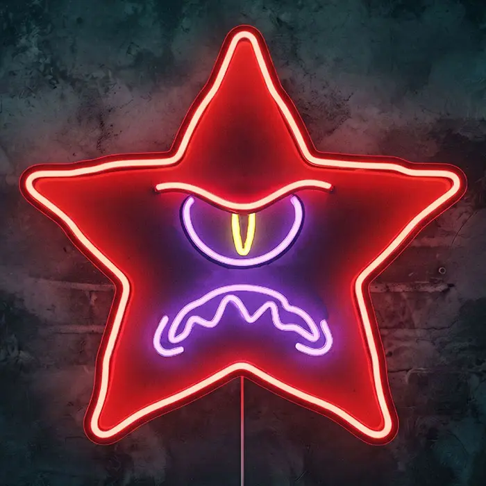 Monster Stern Neon LED Schild – Dimmbar, USB oder 12V | Halloween Kinderzimmer Deko