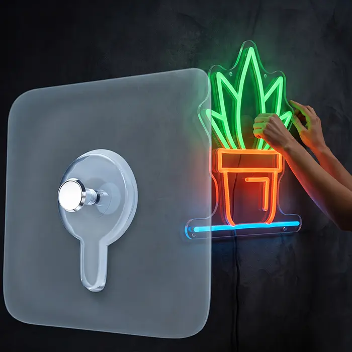 Klebebefestigung für Neon LED Schilder – 4er Set | Wandmontage ohne Bohren