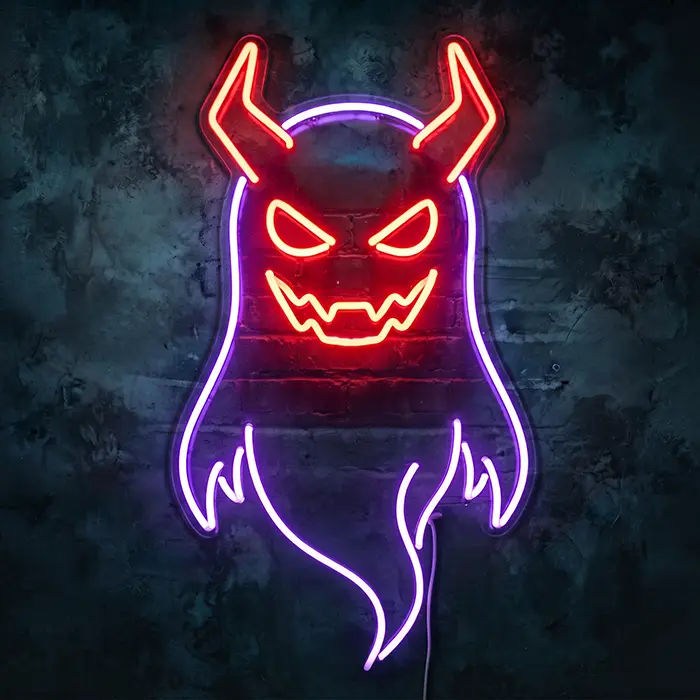 Böser Waldgeist Neon LED Schild – Dimmbar mit Fernbedienung | Halloween Deko