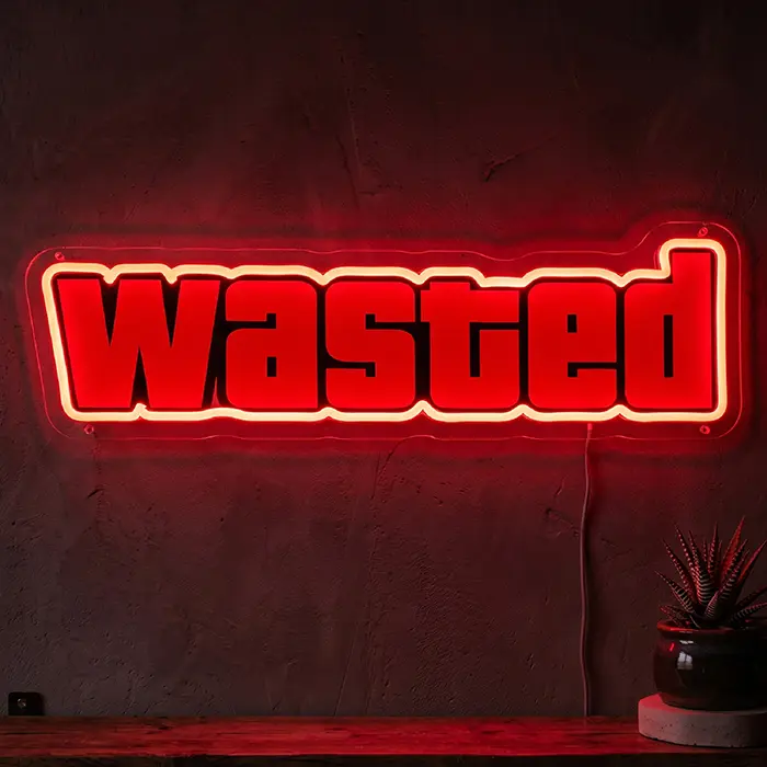 WASTED Set Neon LED Schild – 2 Designs, dimmbar | GTA Game Over Gaming Deko