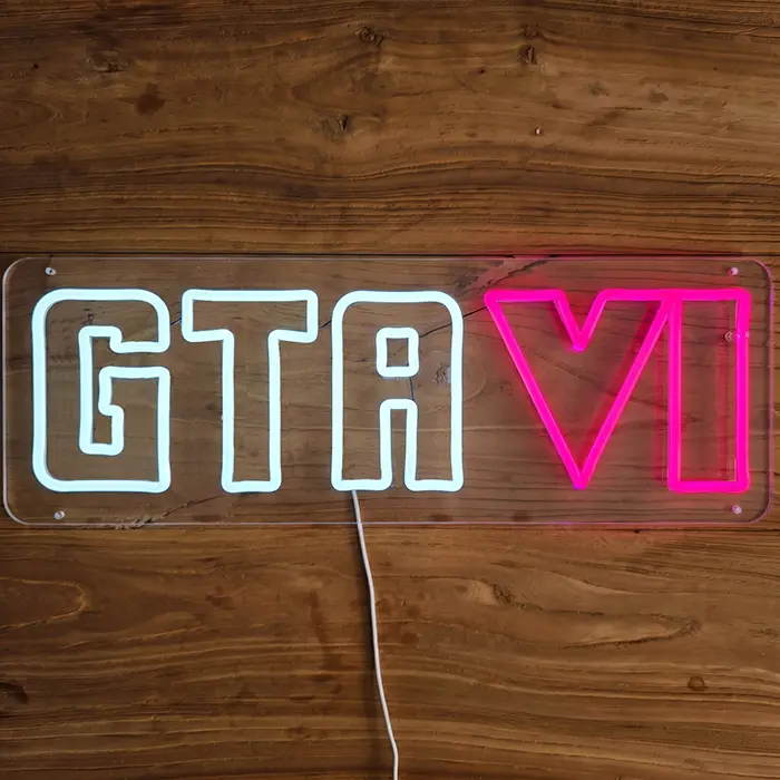 GTA VI Set Neon LED Schild – 2 Designs, UV-Druck & dimmbar | GTA 6 Gaming Deko