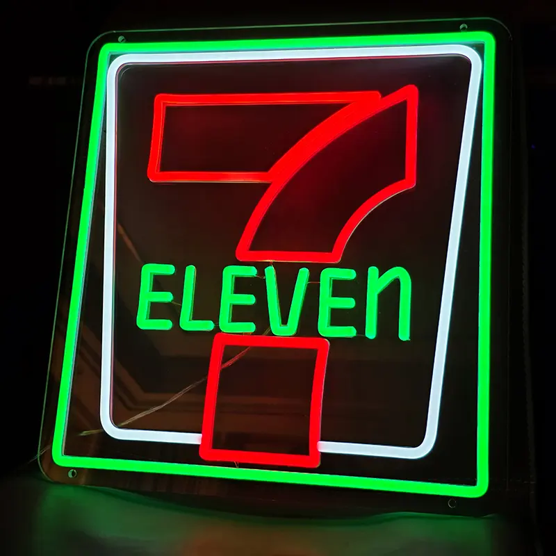 7-Eleven Retro Neon LED Schild – Dimmbar mit Fernbedienung | Retro Logo Wanddeko