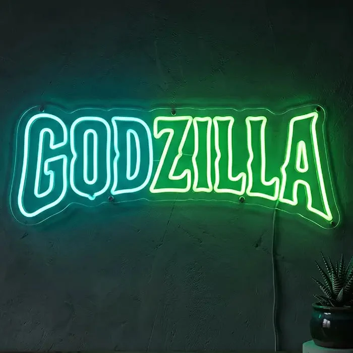 Godzilla Schriftzug Movie Art Neon LED Schild – Dimmbar mit Fernbedienung | Logo Deko
