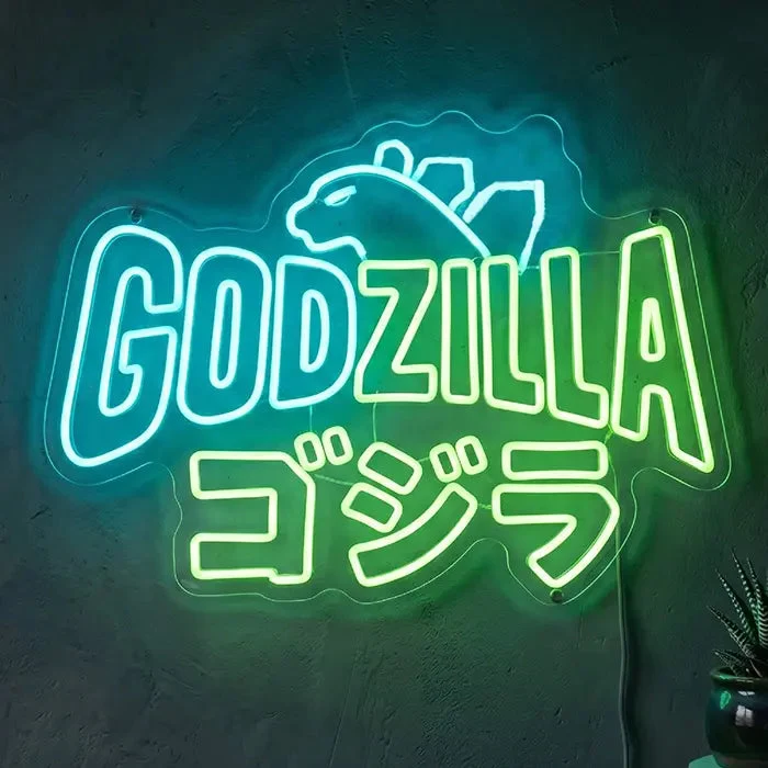 Godzilla Schriftzug Japanischer Stil Neon LED Schild – Dimmbar mit Fernbedienung | Japan Deko