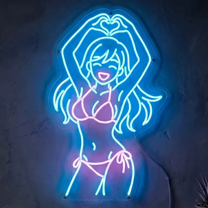 Sarah Love Bunny Neon LED Schild – Dimmbar mit Fernbedienung | Pin-Up Bunny Deko