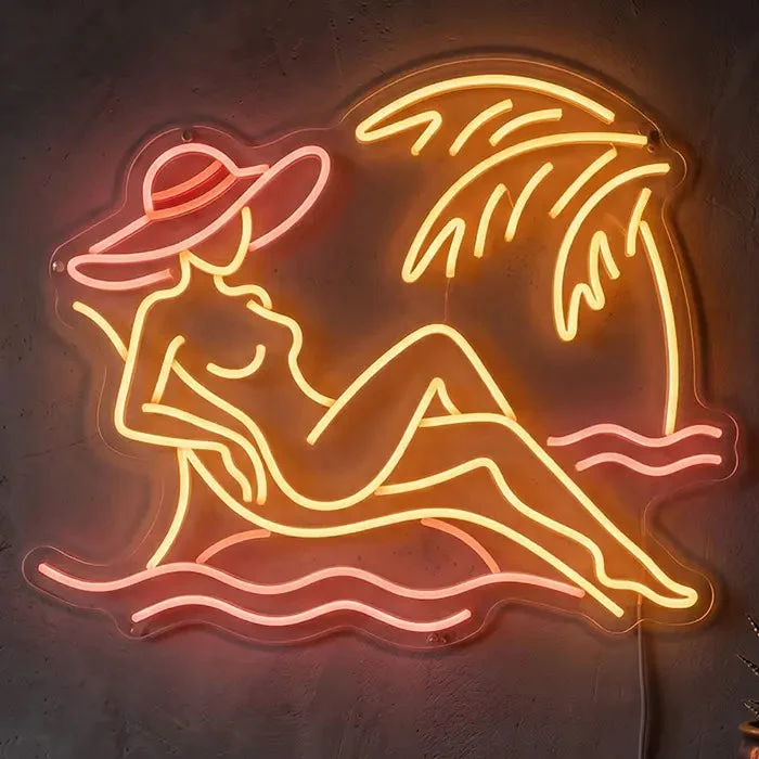 Relax Time Beach Vibes Neon LED Schild – Dimmbar mit Fernbedienung | Strand Deko