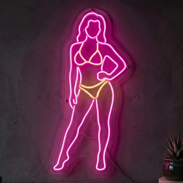Silhouette Beach Vibes Neon LED Schild – Dimmbar mit Fernbedienung | Strand Deko