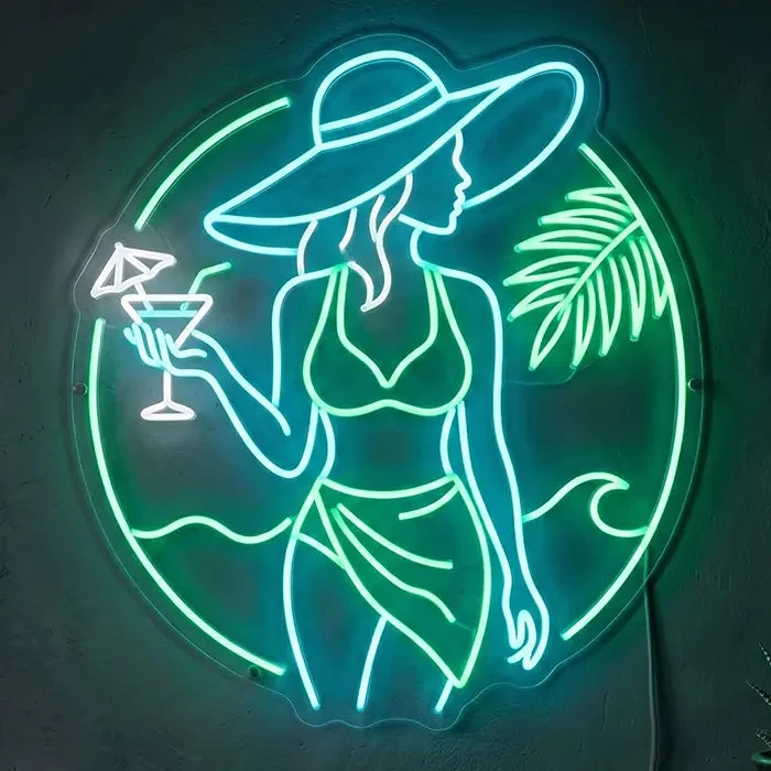 Life is a Holiday Beach Vibes Neon LED Schild – Dimmbar mit Fernbedienung | Strand Deko