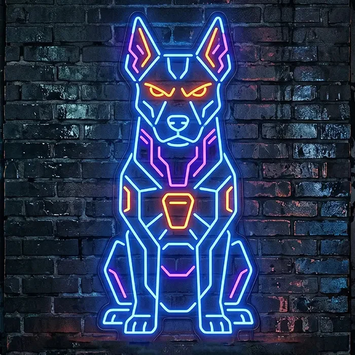 Cyber Wächter Neon LED Schild – Dimmbar mit Fernbedienung | Cyberpunk Gaming Deko