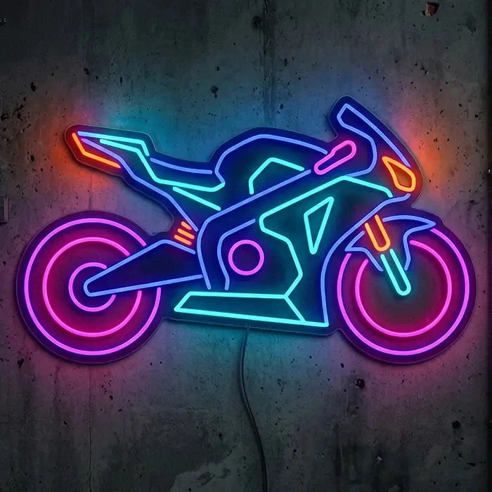 Cyber Bike Neon LED Schild – Dimmbar mit Fernbedienung | Cyberpunk Gaming Deko