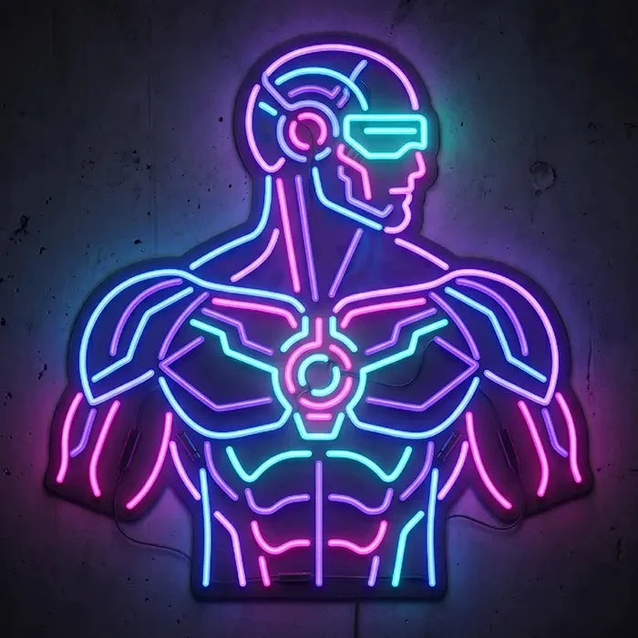 Robo-Bot Neon LED Schild – Dimmbar mit Fernbedienung | Cyberpunk Gaming Deko