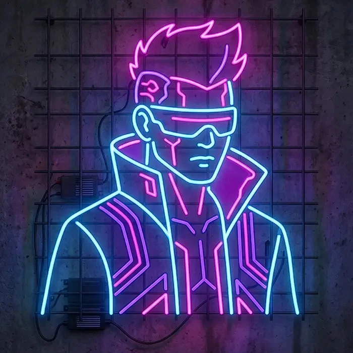 Cyborg Neon LED Schild – Dimmbar mit Fernbedienung | Cyberpunk Gaming Deko