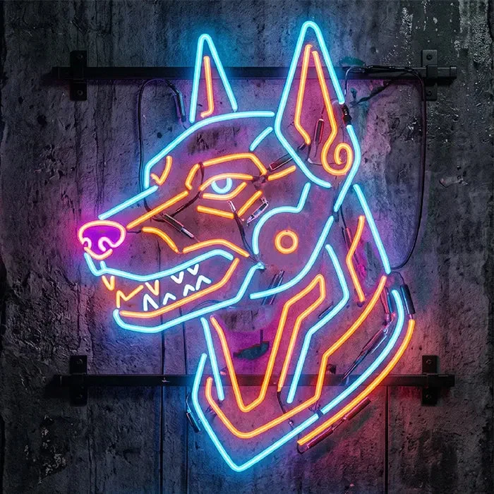 Cyber Dog Neon LED Schild – Dimmbar mit Fernbedienung | Cyberpunk Gaming Deko