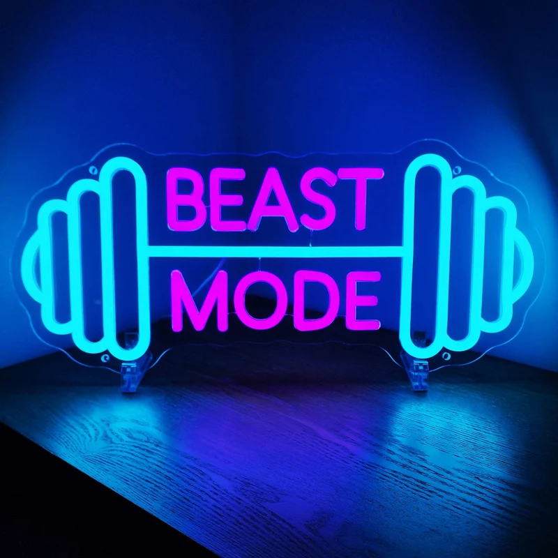 Beast Mode Neon LED Schild – USB, dimmbar | Homegym Beleuchtung