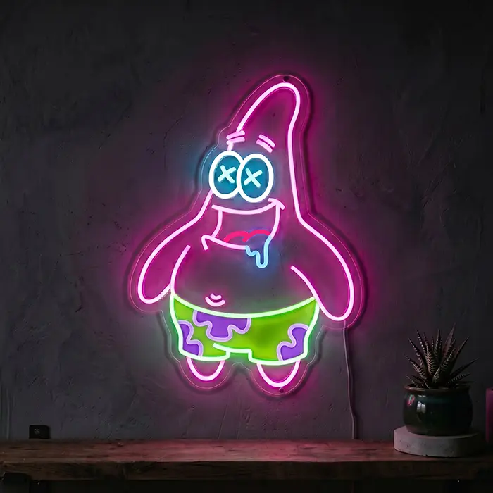 Mr. Patrick Neon LED Schild – USB, dimmbar | SpongeBob Wanddeko