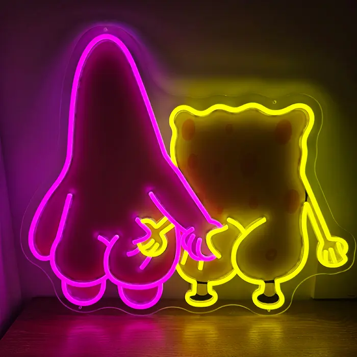 Best Friends Neon LED Schild – Dimmbar mit Fernbedienung | SpongeBob Wanddeko