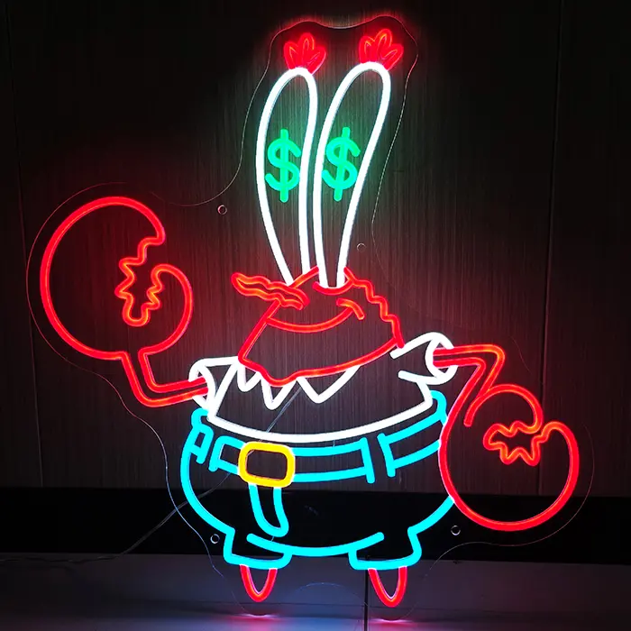 Money Krebs Neon LED Schild – Dimmbar mit Fernbedienung | SpongeBob Wanddeko