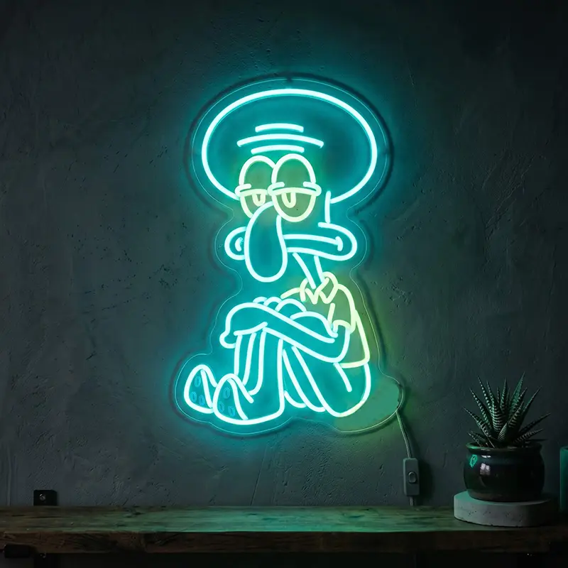Depri Thaddäus Neon LED Schild – USB, dimmbar | SpongeBob Wanddeko