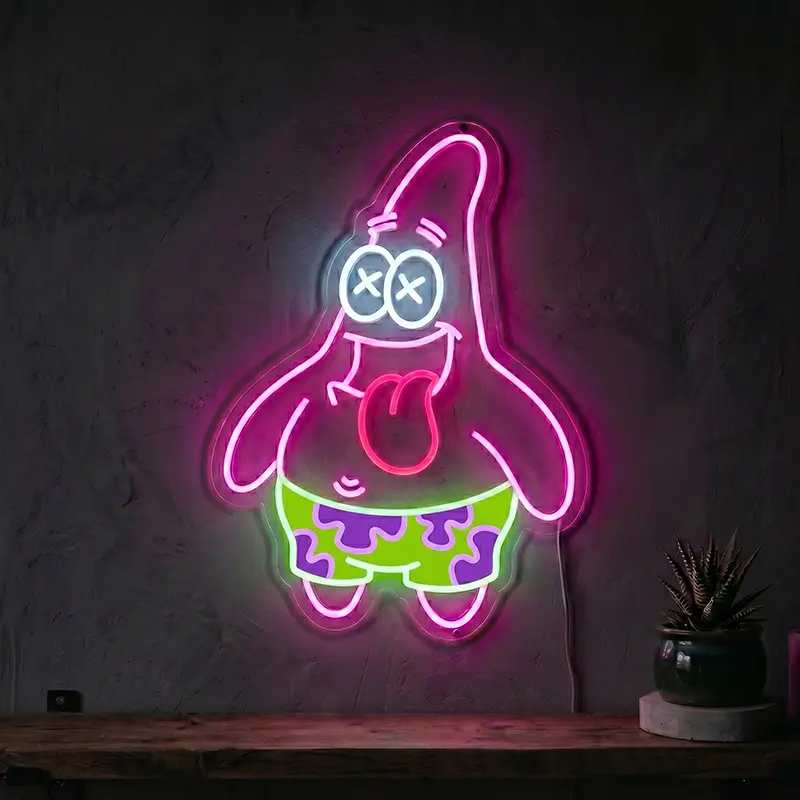 Crazy Patrick Neon LED Schild – Dimmbar mit Fernbedienung | SpongeBob Wanddeko