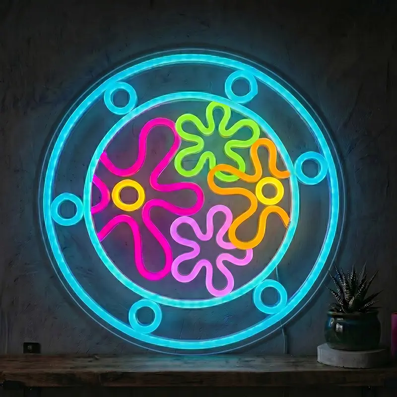Blumenwolken Neon LED Schild – USB, dimmbar | SpongeBob Wanddeko