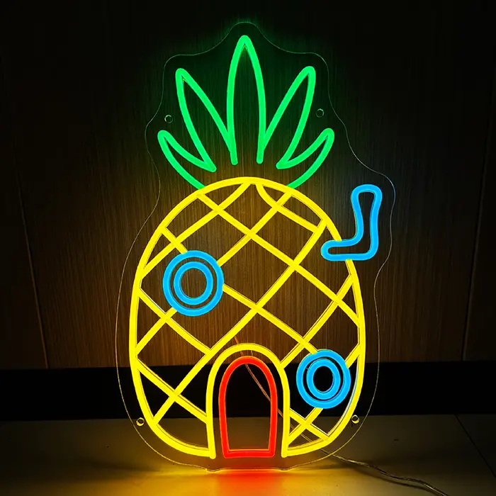 Ananas Haus Neon LED Schild – USB, dimmbar | SpongeBob Wanddeko