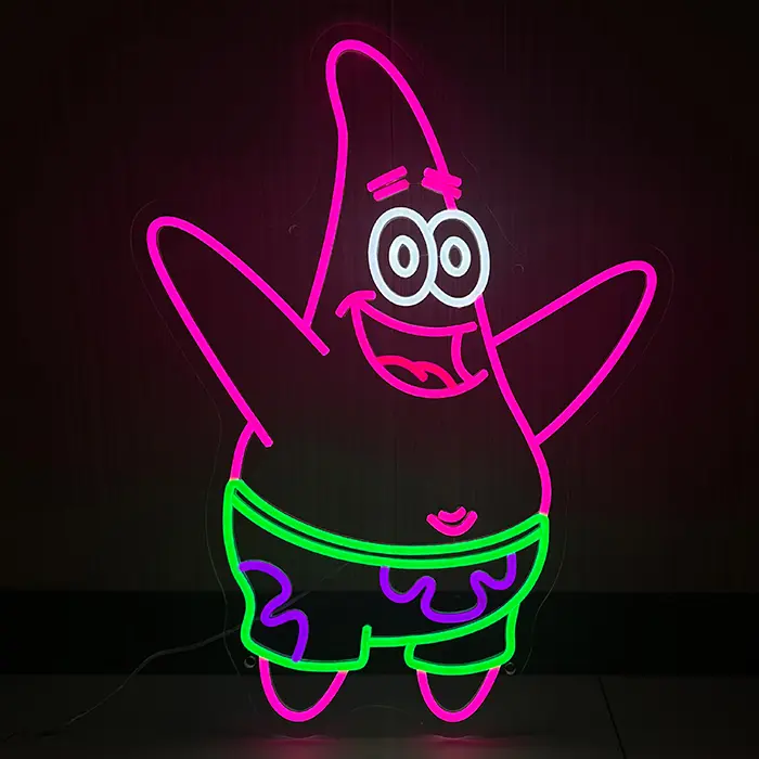 Happy Patrick Neon LED Schild – Dimmbar mit Fernbedienung | SpongeBob Wanddeko