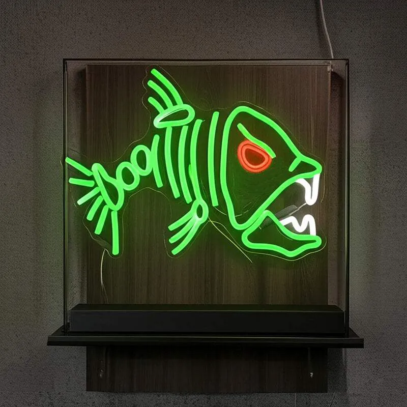 Piranha Neon LED Schild – USB, dimmbar | Aquaristik Wanddeko