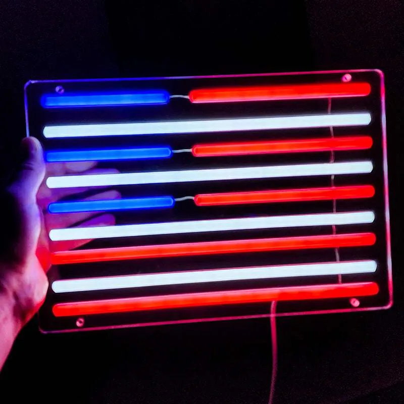USA Flagge Neon LED Schild – USB, dimmbar | USA Fan Wanddeko
