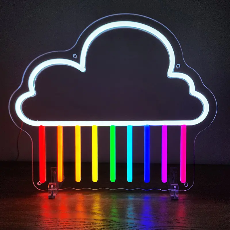 Regenbogenwolke Neon LED Schild – USB, dimmbar | Kinderzimmer Wanddeko