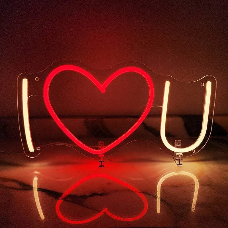 I Love You Neon LED Schild – USB, dimmbar | Valentinstag Geschenk