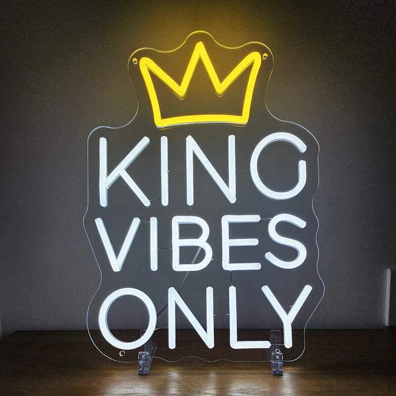 King Vibes Only Neon LED Schild – USB, dimmbar | Männerhöhle Wanddeko