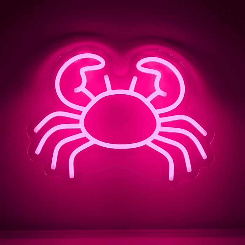 Pinke Krabbe Neon LED Schild – USB, dimmbar | Maritim Wanddeko