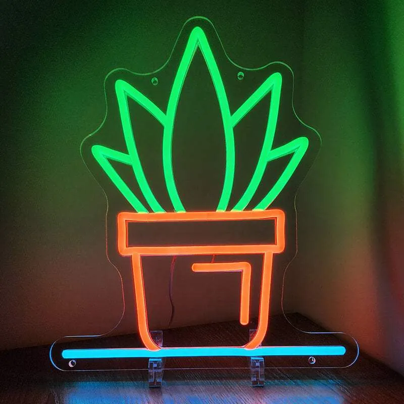 Topfpflanze Neon LED Schild – USB, dimmbar | Botanische Wanddeko