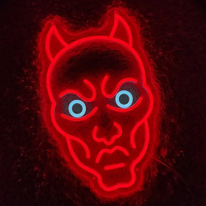 Hannya Maske Neon LED Schild – USB, dimmbar | Japan Anime Deko