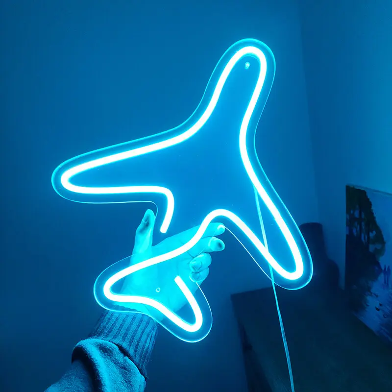 Flugzeug Neon LED Schild – USB, dimmbar | Reiseliebhaber Wanddeko