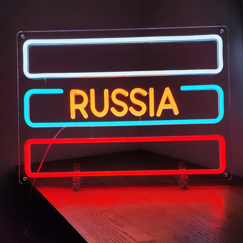 Russland Flagge Neon LED Schild – USB, dimmbar | Russland Fan Wanddeko