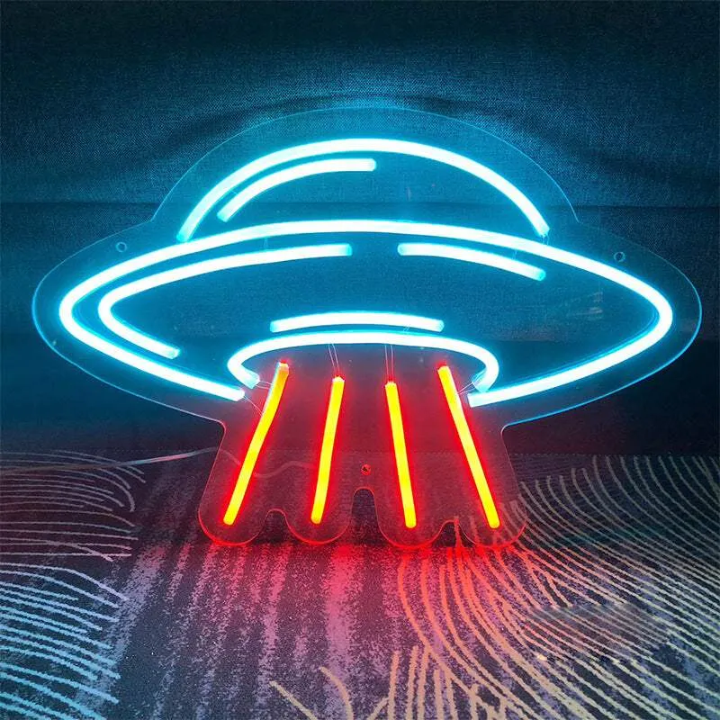 Neon UFO Neon LED Schild – USB, dimmbar | Sci-Fi Wanddeko