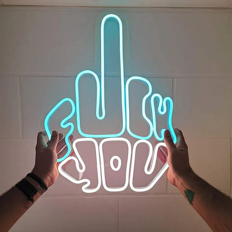 Mittelfinger Neon LED Schild – USB, dimmbar | Statement Wanddeko