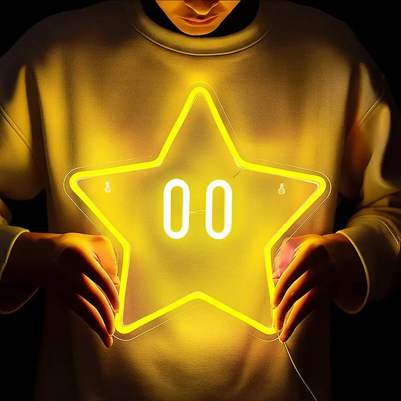 Super Star Neon LED Schild – USB, dimmbar | Retro Gaming Wanddeko