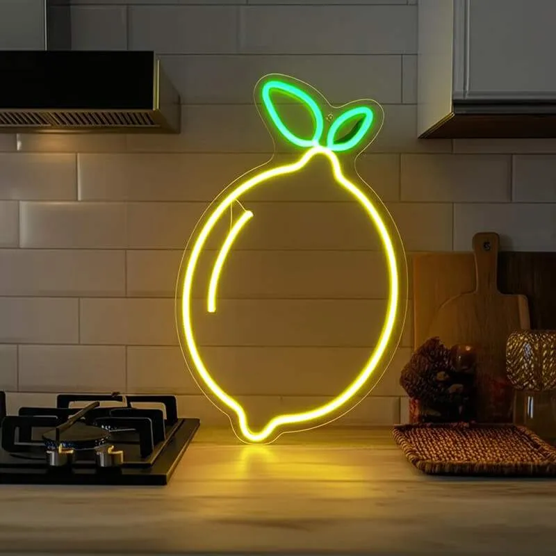 Zitrone Neon LED Schild – USB, dimmbar | Küchen Wanddeko