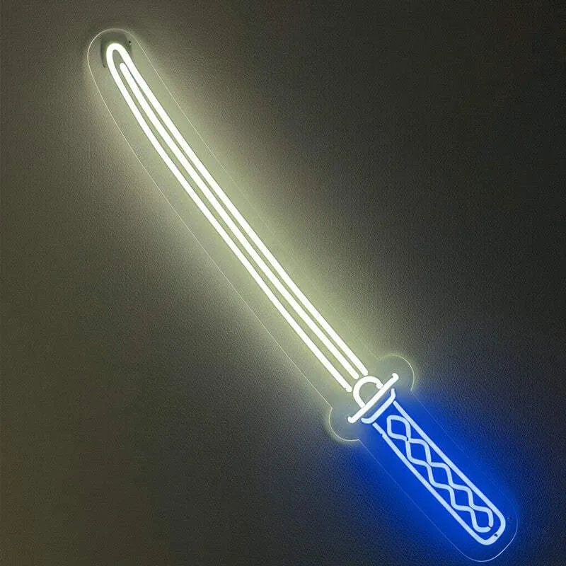 Samurai Schwert Neon LED Schild – USB, dimmbar | Japan Krieger Deko