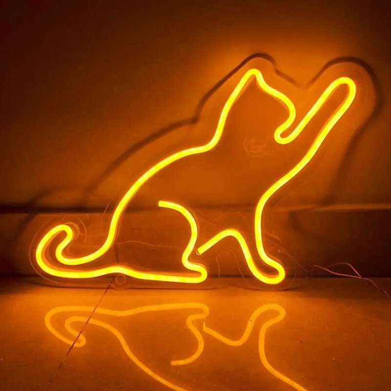 Katze Neon LED Schild – USB, dimmbar | Katzenliebhaber Wanddeko