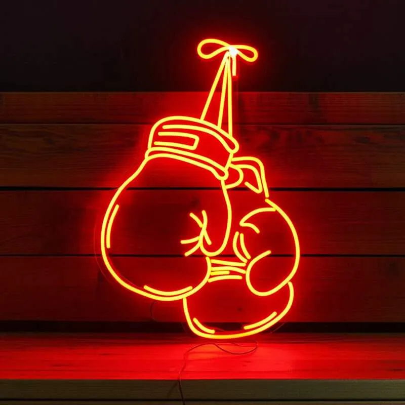 Boxhandschuhe Neon LED Schild – Dimmbar mit Fernbedienung | Boxgym Wanddeko