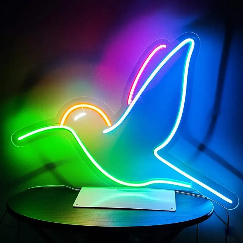 Kolibri Vogel Neon LED Schild – USB, dimmbar | Vogelliebhaber Wanddeko