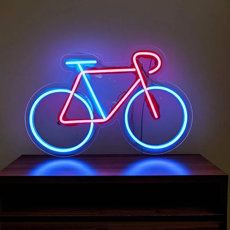 Rennrad Neon LED Schild – USB, dimmbar | Radsport Wanddeko