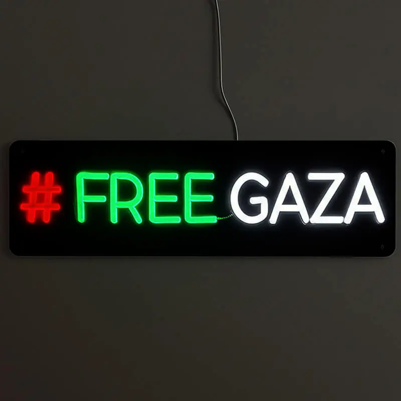 Free Gaza Neon LED Schild – USB, dimmbar | Solidarität Wanddeko