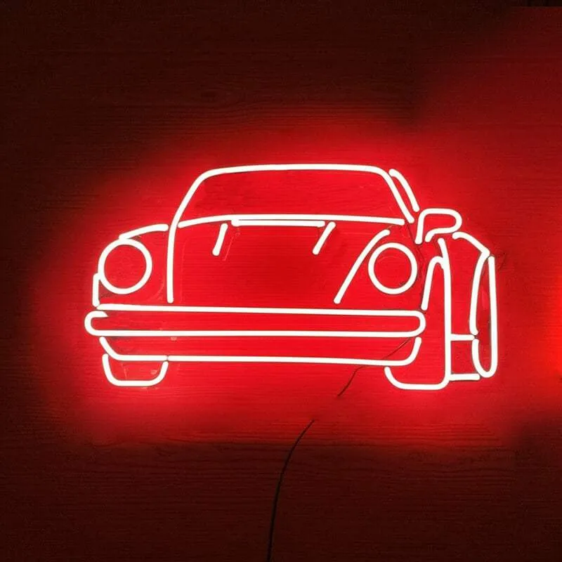 Roter Sportwagen Neon LED Schild – Dimmbar mit Fernbedienung | Garage Wanddeko